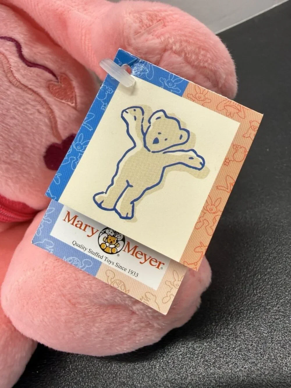 Vintage Rare Mary Meyer Heartstrings Stuffed Zipper Pink Cat Plush With Tags